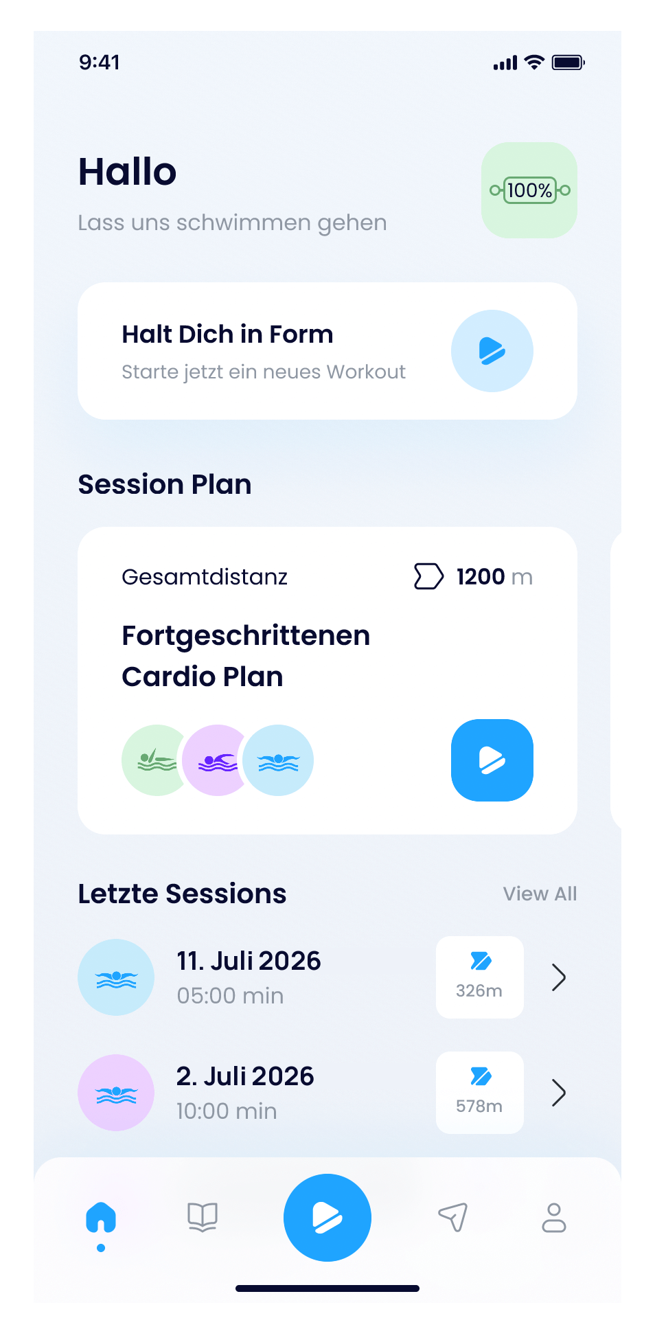 SwimLoop app on a smartphone